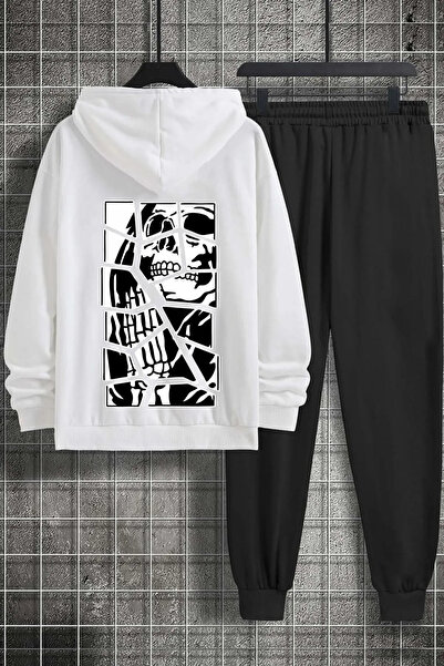 FECCY Set de trening unisex din bumbac cu imprimeu Skullcracked