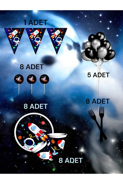 VibeHome Space Themed m Pack for 8 - Birthday Party and Fun Events