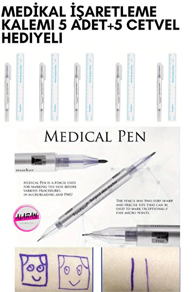 Francheska Tondeus Medikal İşaretleme Kalemı 5 adet+5 cetvel Hedıyelı-Waterproff