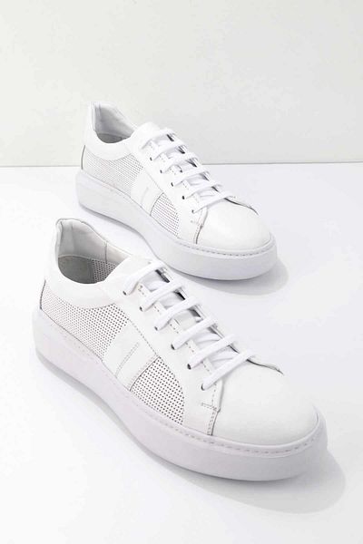 Bambi Λευκό Δερμάτινο Ανδρικό Sneaker E01901537903