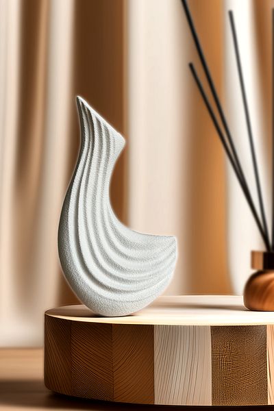 Obaco Elegant Modern Scandinavian Swan Vase - 23cm Bioplastic, Artificial Flower Pattern