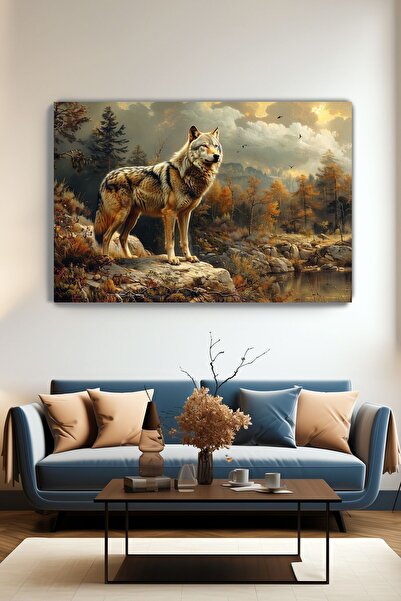 KanvasSepeti Bozkurt Tablo - Spirit of the Steppe, ελαιογραφία με υφή, ζωγραφ...