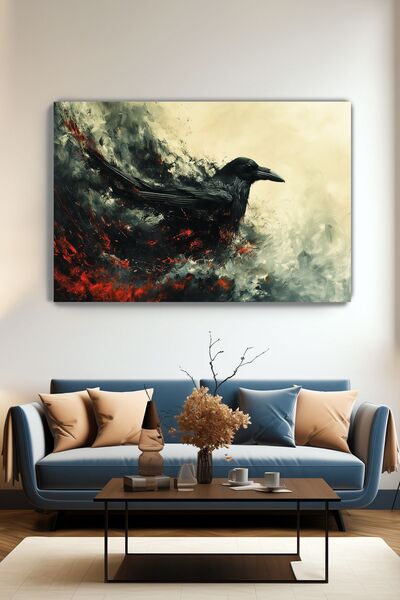 KanvasSepeti Pictură murală pe pânză Mystical Raven - Decor pentru casă, sufr...