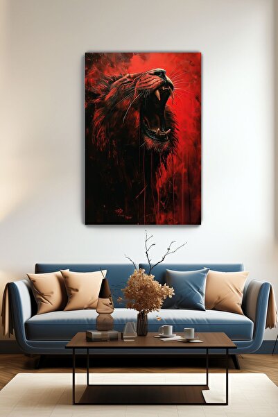 KanvasSepeti Pictură murală pe pânză Furios Lion - Decor pentru casă, sufrage...