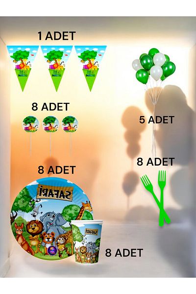 VibeHome Safari Themed m Pack for 8 - Birthday Party and Fun Events