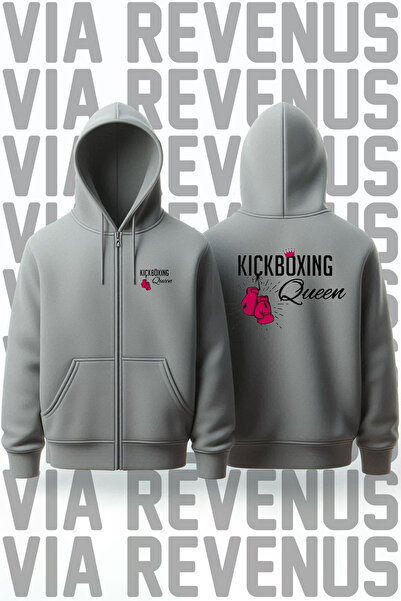 Vordevia Cardigan de hanorac gri cu glugă, unisex, cu fermoar, imprimat față ...