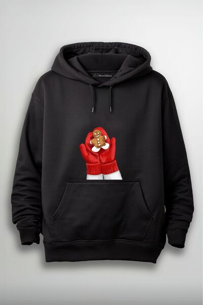 Merch&ice Crvene božićne rukavice i medenjak Štampano unisex dukserica