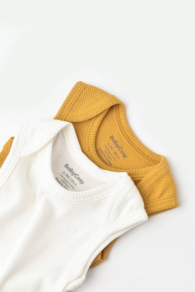 BabyCosy Body fără mâneci 2 bucăți pentru bebeluși și nou-născuți - 50% modal și 50% bumbac organic Csym1110