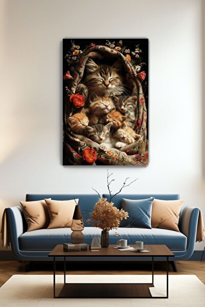 KanvasSepeti Картина с котка - Майчиното скут маслена живопис текстурирана пл...
