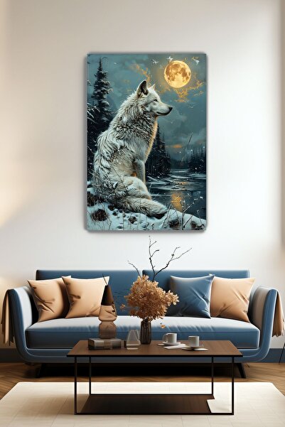 KanvasSepeti Full Moon Canvas Wall Art - Home Living Room - Bedroom Office De...