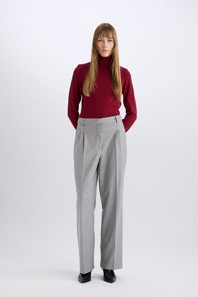 DeFacto High Waist Wide Leg Flannel Winter Pants - Collet E6127Ax24Wn