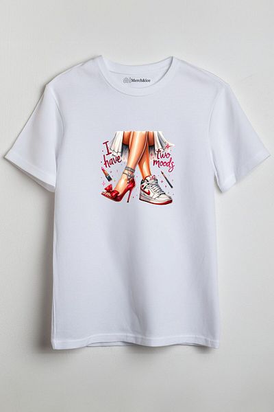 Merch&ice Unisex ψηλοτάκουνα και εμπριμέ μπλουζάκι - I Have Two Moods