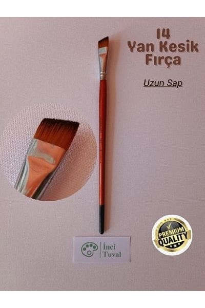 Cenova Art Size 14 Professional Side Cut Long Handle - Natural Bristle Oil Acrylic Paint