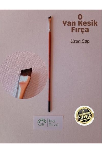 Cenova Art Professional Number 0 - Side Cut Long Handle Brush, Natural Bristle Oil Acrylic Paint