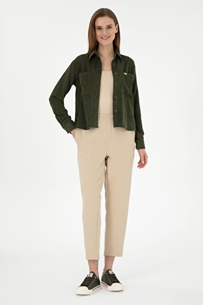 U.S. Polo Assn. Women's Sand Harem Fit Canvas Trousers 50290902-Vr085