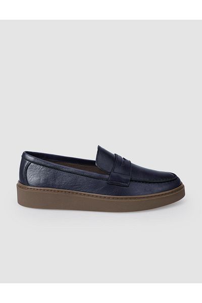 Cabani 100% Genuine Leather Navy Blue Men's Casual Shoes