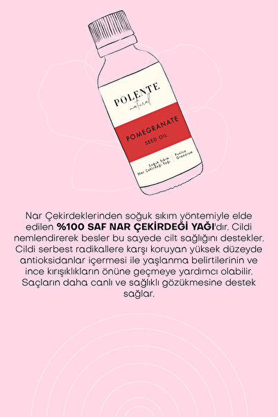 Polente Natural Nar Çekirdeği Yağı - Soğuk Sıkım (30 ml)