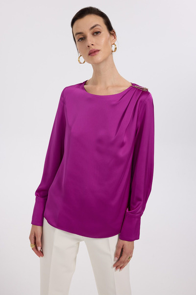 Ekol Minimalist Saten Uzun Kol Bluz - Şık ve Rahat