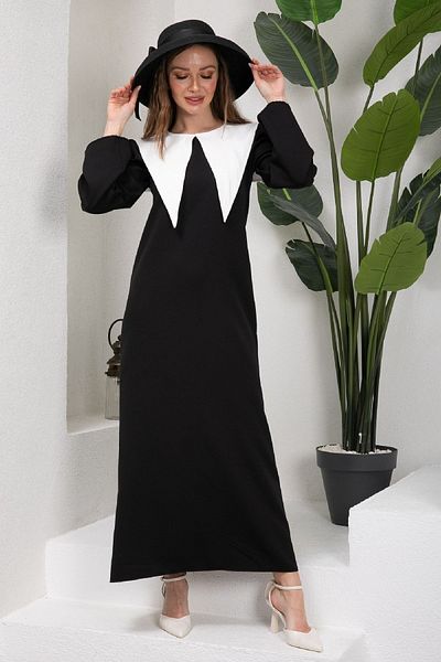 KÜÇÜĞÜM BUTİK Φόρεμα Hijab Triangle Collar Μαύρο κρεπ