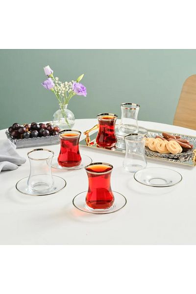 Karaca Karaca Sydney Platin Tee-Set für 6 Personen, 12 Teilig