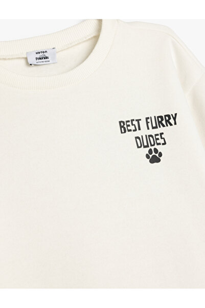 Koton Oversize Sweatshirt Slogan Baskılı Uzun Kollu Bisiklet Yaka Şardonlu