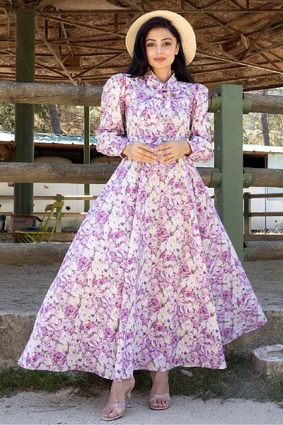 KÜÇÜĞÜM BUTİK Rochie Hijab Roz Pastel Floral Halter Gât evazat