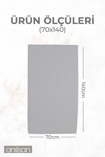 Anılsan Set of 2 Gray Bath Towels - 70X140 Cm, 490 Gr, 100% Cotton, Spa and Hotel Towels, Suitable for Daily Use