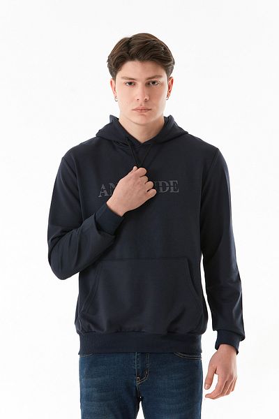 Fulla Moda Φούτερ με κουκούλα καγκουρό με στάμπα Anditude