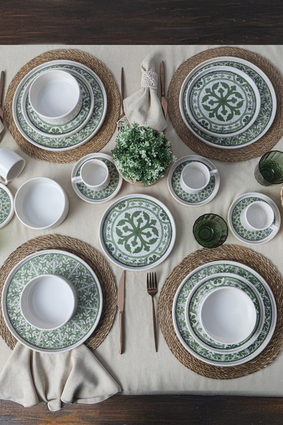 Keramika Timeless Green Stackable Yemek / Kahvaltı Takımı 20 Parça 4 Kişilik ...