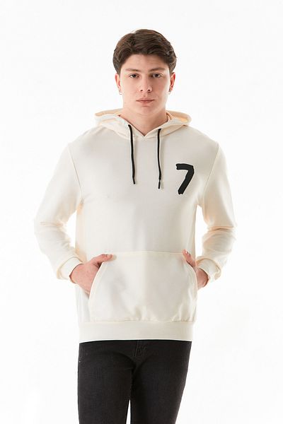 Fulla Moda 7 Printed Kangaroo Pocket Hooded Sweatshirt