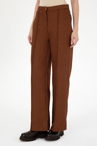 U.S. Polo Assn. Women's Brown Loose Fit Canvas Trousers 50290500 -Vr029
