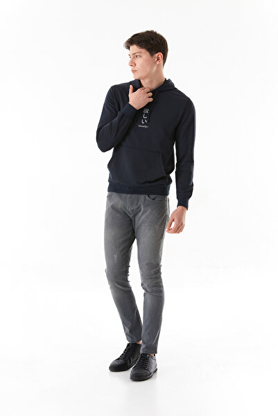 Fulla Moda Lonely Yazı Baskılı Kapüşonlu Kanguru Cepli Sweatshirt