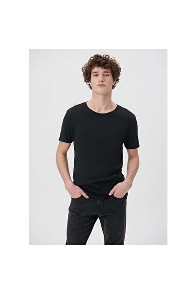 Mavi Rebrasti detaljni crni muški T-shirt M063747-900