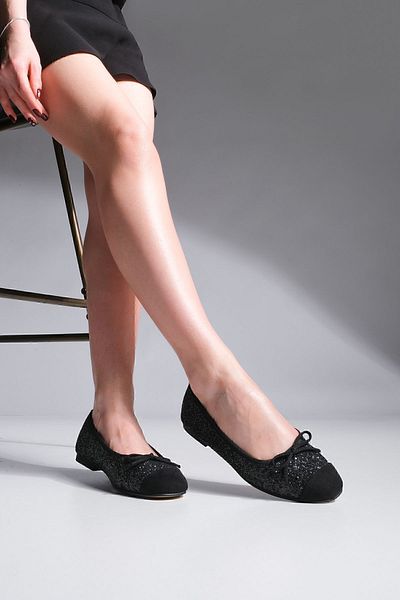 Marjin Damen Ballerinas mit Schleife Fanbe Schwarz