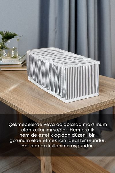 Meleni Home 15x43x14 cm M Ριγέ Ακορντεόν Organizer - 6 Τεμάχια, 11 Διαμερίσματα, Πολλαπλών Χρήσεων Εσωτερική οργάνωση ντουλαπιών