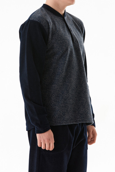 Fulla Moda Benek Desenli Yakası Düğmeli Polar Pijama Takımı