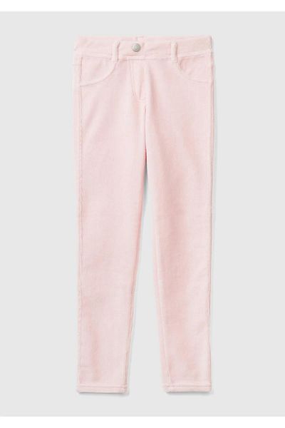 United Colors of Benetton Girl's Light Pink Velvet Jegging