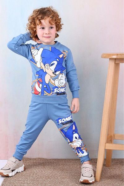 LİLLYPİCCA Boy's Sonic Character με μοτίβο 2 νημάτων, χτενισμένο βαμβακερό Lycra, επάνω και κάτω σετ