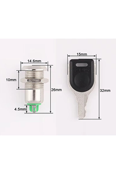 Genel Markalar 12mm Metal 2 Pin Anahtar Kontrollü Buton  Panel Montaj ON OFF 1A AC 250V Güvenlik Kilit Elektronik