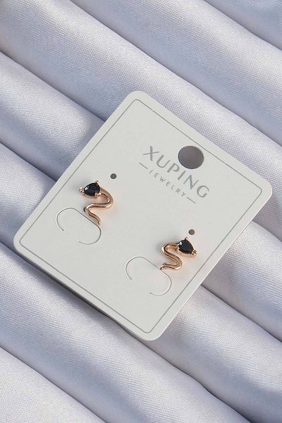 Skygo Xuping Rose Crimped Earrings with Black Zirconia - Tj-Bkp9443