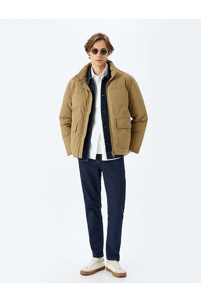 Koton Stand Collar Zippered Slim Fit Puffer Seasonal Jacket