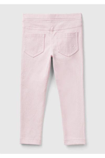 United Colors of Benetton Girl's Logo Embroidered Elastic Waist Slim Fit Trousers E00X