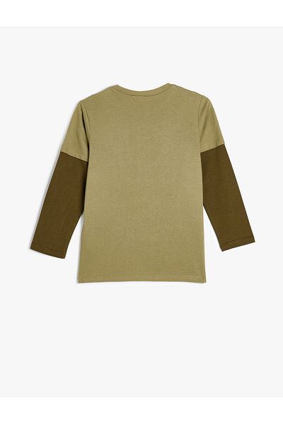Koton T-Shirt Print Detailed Long Sleeve Crew Neck