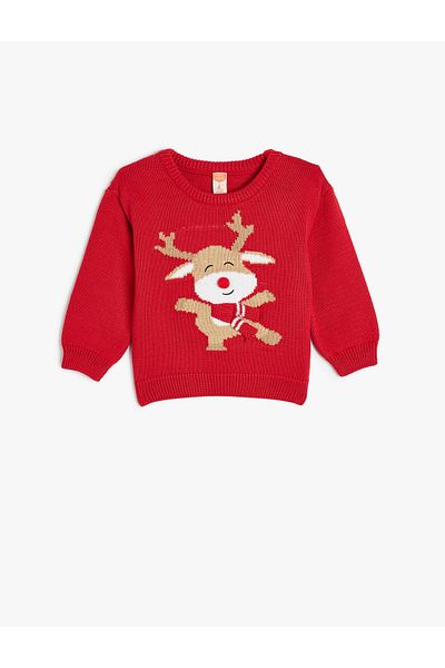 Koton New Year's Themed Deer Patterned Knitted Sweater