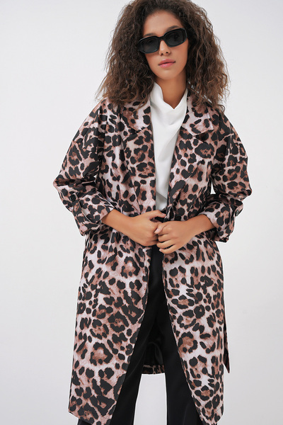 Bigdart 9104 Double Breasted Neckline Lined Trench Coat - C. Brown