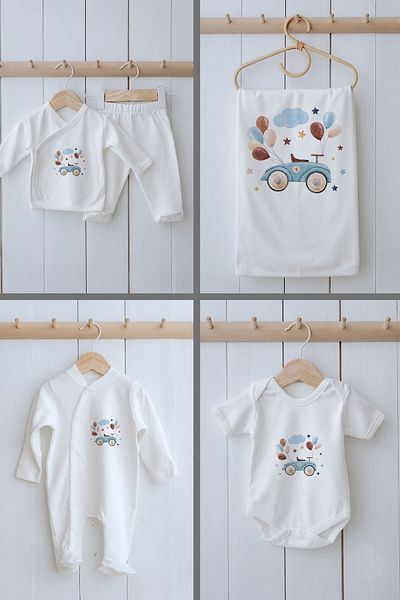 Tuğba Kuğu Organic 11-Piece Hospital Release - for Baby - Balloon Car