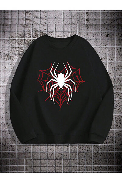 Lider Leather سويت شيرت قطني برقبة دائرية مطبوع كبير الحجم للرجال/النساء