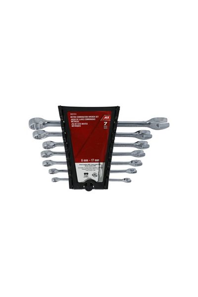 ACE 7-Piece Secure Grip Rust Resistance Steel Metric Combination Wrench Set 6-17mm