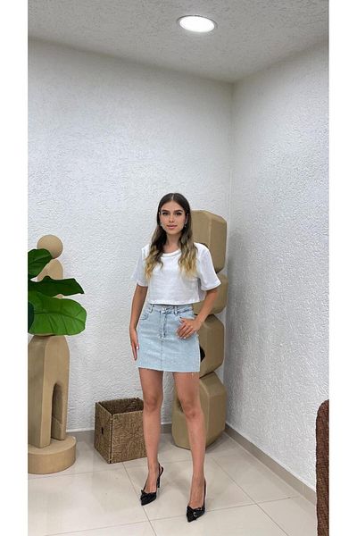 MODA FUSTA MINI DENIM STONE DE DĂME