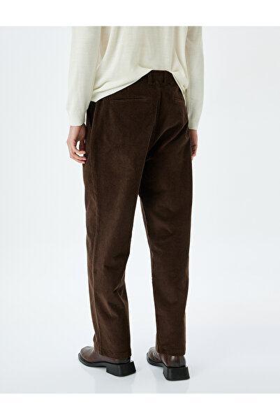 Koton Pile Detaylı Pamuklu Fitilli Kadife Bol Baggy Pantolon